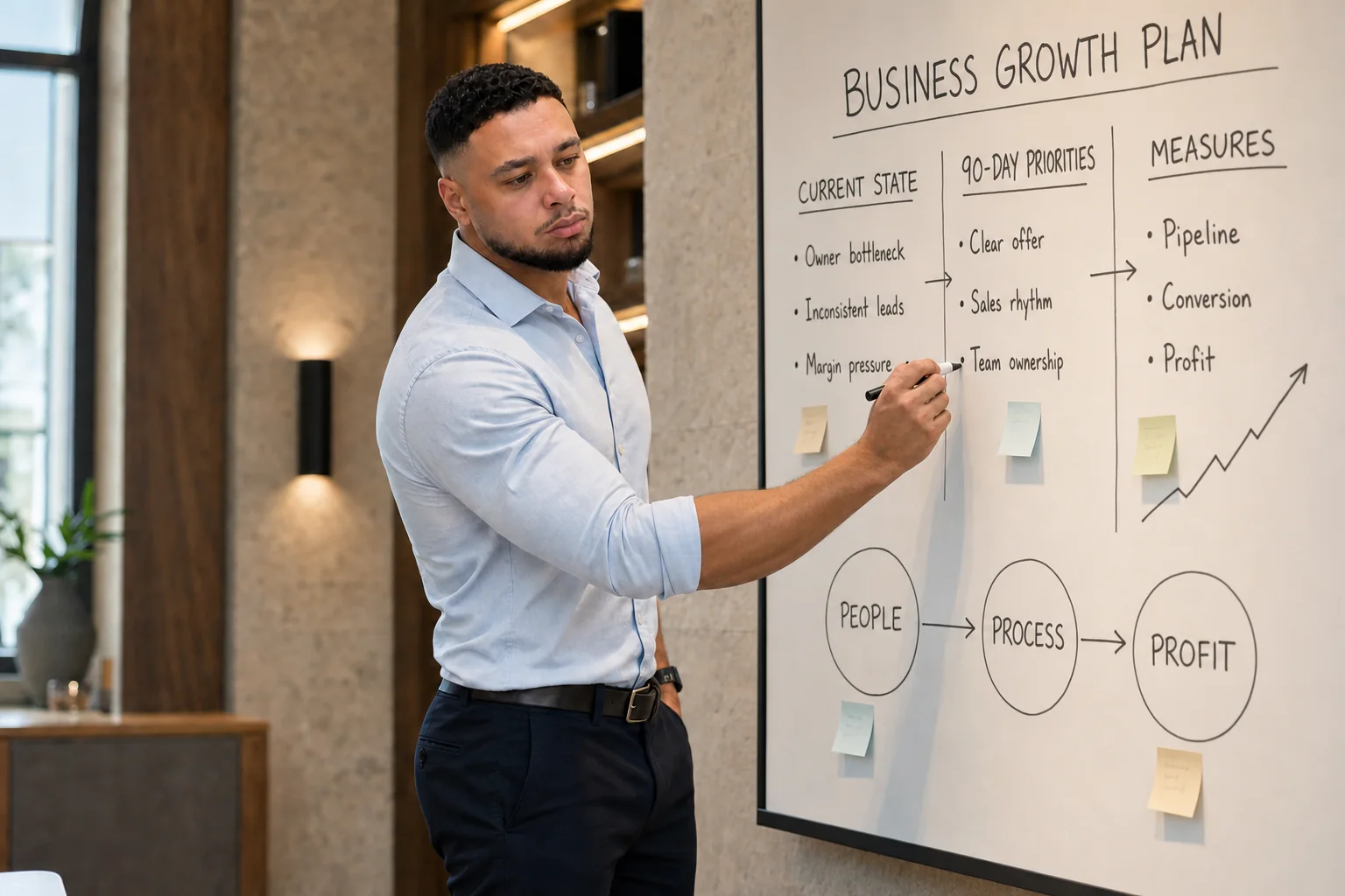 Troy MacLean mapping a business growth plan